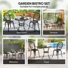 Outsunny Three-Piece Elegant Aluminium Garden Set - Bronze Tone - 6
