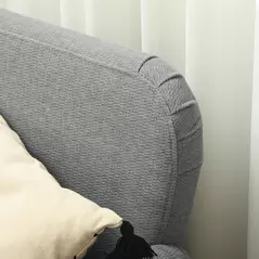 HOMCOM Velvet Feel Fabric 2 Seater Sofa, Small Sofa Loveseat with 21cm Thick Padding and Wood Legs, Grey - 8