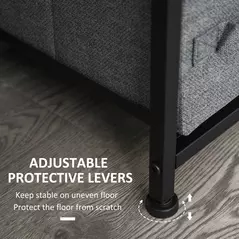 HOMCOM Chest of Drawers with 7 Drawers, Fabric Drawers with Large Storage Space, Drawers Dresser with Metal Frame, Adjustable Feet for Bedroom Living Room, Dark Grey - 5