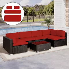 Outsunny Set of 14 Outdoor Cushion Covers - Red - 2