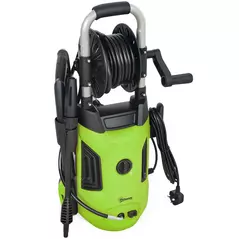 Outsunny 1800W High Pressure Washer, 150 Bar Pressure, 420 L/h Flow, Portable Power Washer Jet Wash Cleaner with Adjustable Nozzle, 6M Hose, Hose Reel, Steel Handle for Home Patio Car Driveway, Green - 1