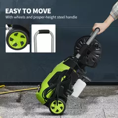 Outsunny 1800W High Pressure Washer, 150 Bar Pressure, 420 L/h Flow, Portable Power Washer Jet Wash Cleaner with Adjustable Nozzle, 6M Hose, Hose Reel, Steel Handle for Home Patio Car Driveway, Green - 8