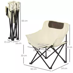 Outsunny Camping Chair, Lightweight Folding Chair with Carrying Bag and Storage Pocket, Perfect for Festivals, Fishing, Beach and Hiking, White - 3