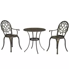 Outsunny Three-Piece Elegant Aluminium Garden Set - Bronze Tone - 1