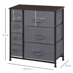 HOMCOM Chest of Drawers with 7 Drawers, Fabric Drawers with Large Storage Space, Drawers Dresser with Metal Frame, Adjustable Feet for Bedroom Living Room, Dark Grey - 3