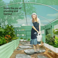 Outsunny 19 x 9.8ft Walk-In Polytunnel Greenhouse - Green - 9