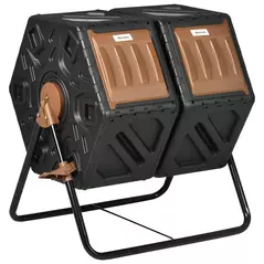 Outsunny 130L Double Chamber Composter - Black - 1
