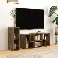 HOMCOM Three-Block Modular TV Stand - Rustic Brown - 2