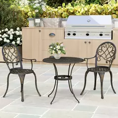 Outsunny Three-Piece Elegant Aluminium Garden Set - Bronze Tone - 9