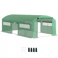 Outsunny 19 x 9.8ft Walk-In Polytunnel Greenhouse - Green - 1