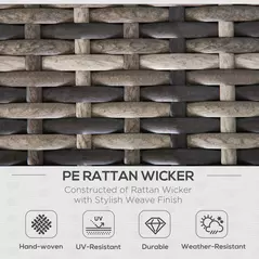 Outsunny Outdoor PE Rattan Corner Sofa, Garden Wicker Furniture Single Sofa Chair w/ Cushions, Deep Grey - 4