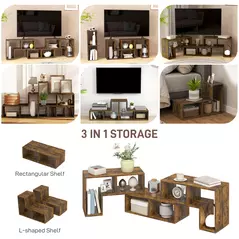 HOMCOM Three-Block Modular TV Stand - Rustic Brown - 5
