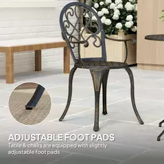 Outsunny Three-Piece Elegant Aluminium Garden Set - Bronze Tone - 7