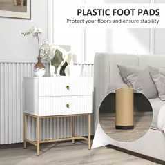HOMCOM Elegant Two-Drawer Bedside Table - White - 6