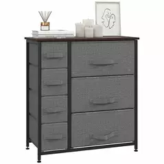 HOMCOM Chest of Drawers with 7 Drawers, Fabric Drawers with Large Storage Space, Drawers Dresser with Metal Frame, Adjustable Feet for Bedroom Living Room, Dark Grey - 1