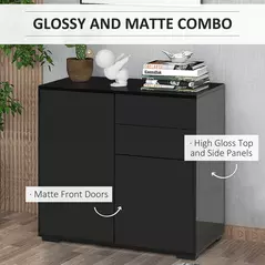 HOMCOM High Gloss Frame Sideboard, Push-Open Design with 2 Drawers for Living Room, Bedroom, 74H x 79W x 36Dcm, Black - 5