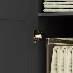 HOMCOM Double Panel Door Wardrobe, with Shelves - Black - 9