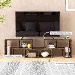 HOMCOM Three-Block Modular TV Stand - Rustic Brown - 7