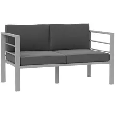 Outsunny Two-Seater Aluminium Garden Sofa - Grey - 1