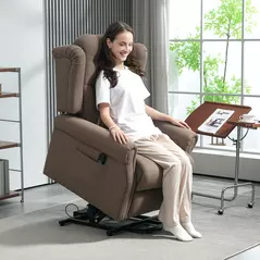HOMCOM 45° Lifting Riser and Recliner Armchair  - Dark Brown - 2