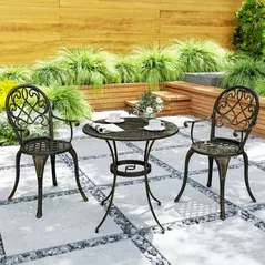 Outsunny Three-Piece Elegant Aluminium Garden Set - Bronze Tone - 8