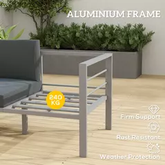 Outsunny Two-Seater Aluminium Garden Sofa - Grey - 5
