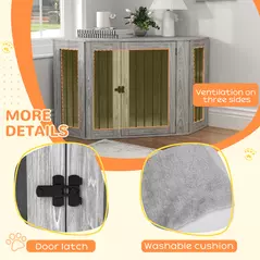 PawHut Dog Crate Furniture Side Table, with Cushion, 122 x 61 x 71cm - Grey - 6