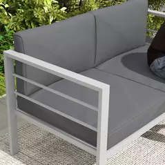 Outsunny Two-Seater Aluminium Garden Sofa - Grey - 9
