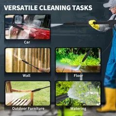 Outsunny 1800W High Pressure Washer, 150 Bar Pressure, 420 L/h Flow, Portable Power Washer Jet Wash Cleaner with Adjustable Nozzle, 6M Hose, Hose Reel, Steel Handle for Home Patio Car Driveway, Green - 9