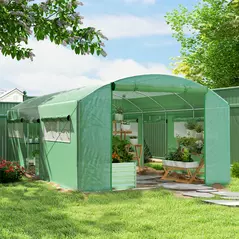 Outsunny 19 x 9.8ft Walk-In Polytunnel Greenhouse - Green - 2