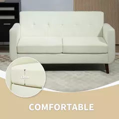 HOMCOM Two-Seater Linen-Look Sofa - Cream - 4