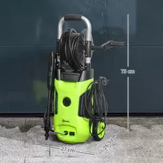 Outsunny 1800W High Pressure Washer, 150 Bar Pressure, 420 L/h Flow, Portable Power Washer Jet Wash Cleaner with Adjustable Nozzle, 6M Hose, Hose Reel, Steel Handle for Home Patio Car Driveway, Green - 3