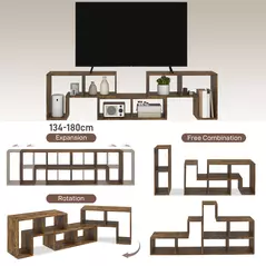 HOMCOM Three-Block Modular TV Stand - Rustic Brown - 4