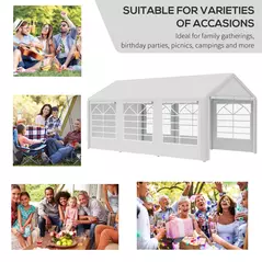 Outsunny 6m x 3m Garden Gazebo Marquee Wedding Shelter Level 4 Wind Protection, White - 7