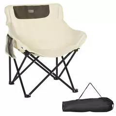 Outsunny Camping Chair, Lightweight Folding Chair with Carrying Bag and Storage Pocket, Perfect for Festivals, Fishing, Beach and Hiking, White - 1