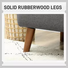 HOMCOM Velvet Feel Fabric 2 Seater Sofa, Small Sofa Loveseat with 21cm Thick Padding and Wood Legs, Grey - 5