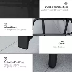 Outsunny Gliding Jack and Jill Seat, with Glass-Top Table - Black - 5