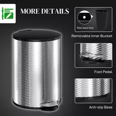 HOMCOM 20L Stainless Steel Compact Home Bin - 7