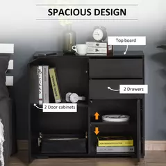 HOMCOM High Gloss Frame Sideboard, Push-Open Design with 2 Drawers for Living Room, Bedroom, 74H x 79W x 36Dcm, Black - 4