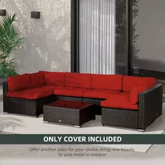 Outsunny Set of 14 Outdoor Cushion Covers - Red - 6