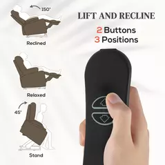 HOMCOM 45° Lifting Riser and Recliner Armchair  - Dark Brown - 4