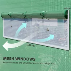 Outsunny 19 x 9.8ft Walk-In Polytunnel Greenhouse - Green - 5