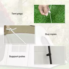 Outsunny 4 Man Tunnel Tent, Family Camping Tent with Porch, Bedroom and Living Area, Sewn in Groundsheet, 3000mm Waterproof, Portable with Bag for Hiking, Festival, Backpacking, Khaki - 8