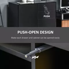 HOMCOM High Gloss Frame Sideboard, Push-Open Design with 2 Drawers for Living Room, Bedroom, 74H x 79W x 36Dcm, Black - 6