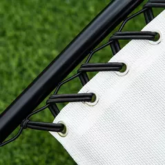 Outsunny 2 Piece Foldable Reclining Garden Chair with Headrest, Zero Gravity Deck Sun Lounger Seat Chair with Footrest, Armrest, Cup Holder & Canopy Shade, White - 8