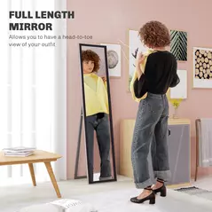 HOMCOM Glitter Frame Full-Length Mirror - Black - 4
