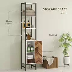 HOMCOM Tall Bathroom Cabinet with 3 Shelves, Slim Storage Cabinet with Adjustable Shelf, Narrow Tallboy Cupboard, Bathroom Storage Unit for Kitchen, Living Room, Hallway, 30 x 30 x 170 cm - 4