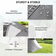 Outsunny 4-6 Man UV Protection Camping Tent - Charcoal Grey and White - 7