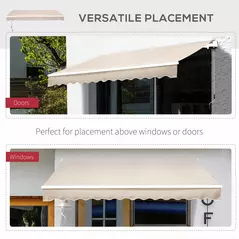 Outsunny Manual Retractable Awning, 3x2.5 m-Ivory White - 6