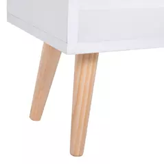 HOMCOM Sideboard Bookshelf Free Standing Bookcase Shelves Unit Display Storage Cabinet w/ Adjustable Shelves, Wooden Leg, Two Doors, White - 9